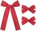 DEEKA Cotton Linen Hair Accessories Set: Red Hair Bows & Ponytail Knot Bows in 2 Sizes, Alligator Clips for Toddlers & Little School Girls by DEEKA