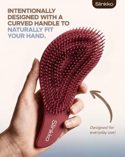 Detangler Brush, Hair Brush for Women, Men & Kids - Detangling Hair Brush for Curly, Thick, Fine & Wavy Hair - Anti-Breakage Wave Brush, Pain-Free Hairbrush, Special Edition Burgundy - Image 3