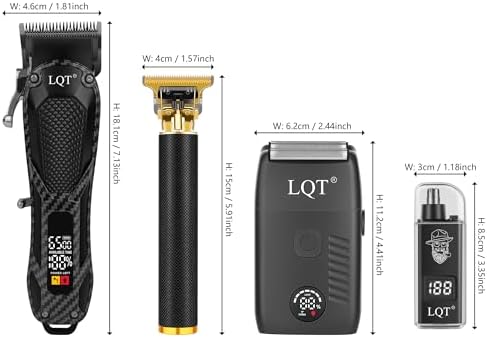 Hair Clippers for Men with LED Power Display, 4-Piece Professional Grooming Kit with Hair Clipper, Detail Trimmer, Foil Shaver & Nose Trimmer, Complete Cordless Set for Home Barber Use (Black) - Image 2