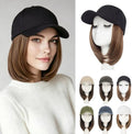 Rich Choices Hat Wigs for Women,Black Baseball Cap with Hair Extensions for Women,Short Bob Hairstyle Caps with Hair Attached Adjustable Baseball Cap Wig 6 Inch-Highlighted Dark Brown Hair by RichChoices