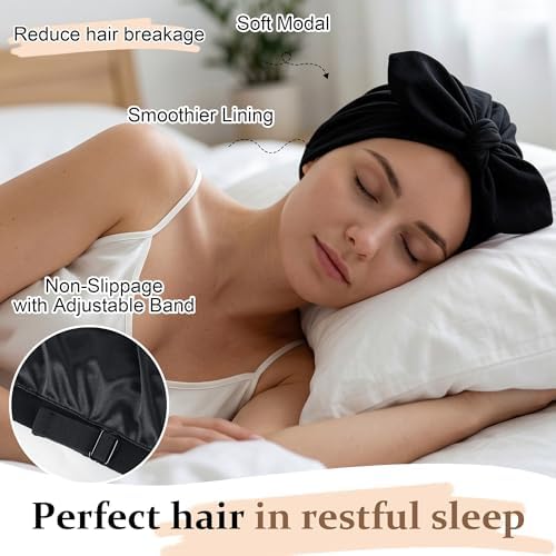 Ababalaya Satin Lined Beanies for Women Chemo Headwear Sleep Cap - Image 2