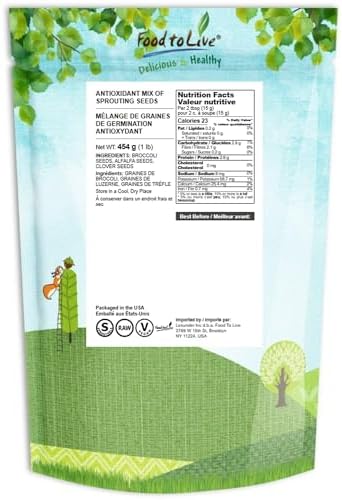 Food to Live Organic Antioxidant Mix of Sprouting Seeds, 1 Pound – Non-GMO Broccoli, Alfalfa, Clover, Rich Germination Rate, Non-Irradiated, Kosher, Vegan Superfood, Bulk, Rich in Sulforaphane - Image 2