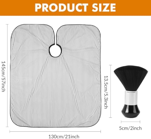 Barber Cape with Neck Brush & Disposable Neck Paper, Black & White Stripes - Image 2