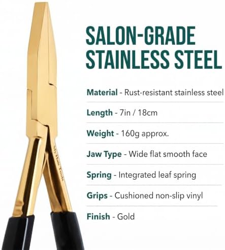 My Hair Tools Tape In Extension Pliers Smooth Jaw Sealing Tool, Gold - Image 6