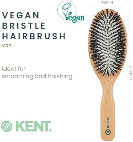 Kent V07 Vegan Boar Bristle Hair Brush, Large Organic Hair Brush for Smoothing and Boosting Shine, Eco Friendly Paddle Brush Ideal for All Hair Types - Image 2