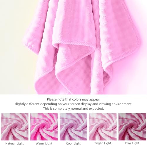 COZYART Lint Free 8 Pcs Bathroom Towels Set Ultra Soft Microfiber Pink - Image 6