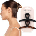 Kitsch Large Loop Hair Clips for Women - Tortoise & Black, 2 Pcs by Kitsch