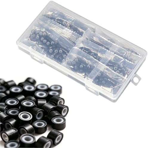 500Pcs Bulk 5mm Silicone Micro Ring Beads, Black Salon by HANDWIGHairExtensions