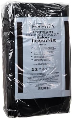 ForPro Premium Bleach Tough Salon Towels, 12ct, Black, 27" L x 16" W - Image 4