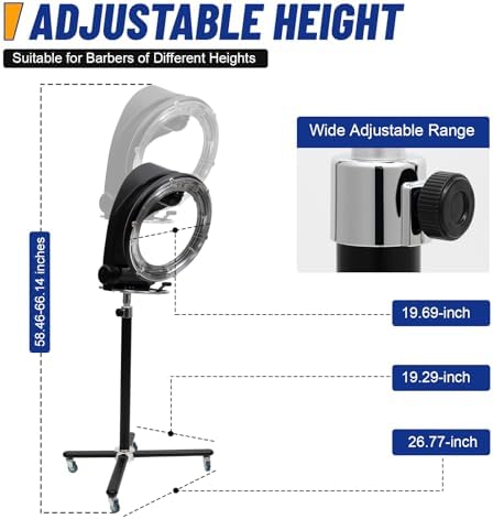 Professional Stand Hair Dryer, 950W Sit Under Hair Dryer with Wheels, Height Adjustable Standing Hair Dryer Bonnet | Stand Bonnet Hair Dryer | 3 Temperature Settings | Touch Screen Switch | Timer - Image 3