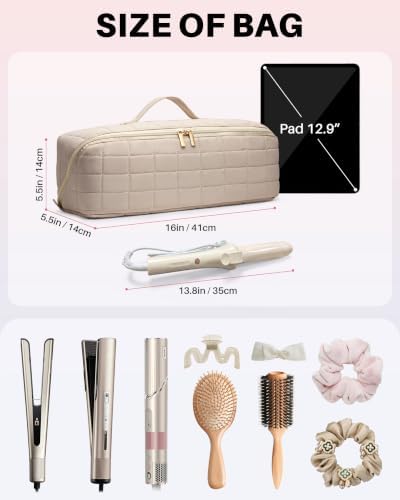 Hair Tools Travel Bag with Heat Resistant Mat, Taupe Beige - Image 4