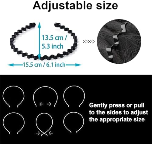 Metal Headband for Men, Zig Zag Wire Hair Band, 3 Pcs - Image 2