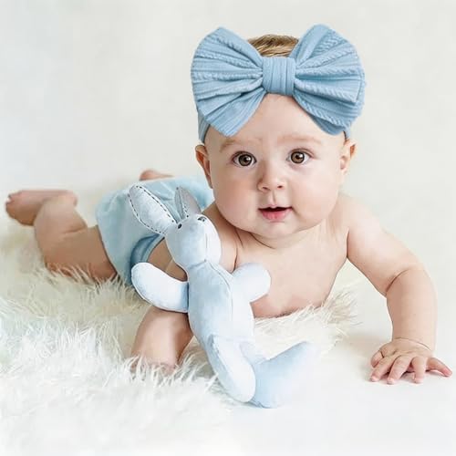 Baby Bows Headbands Soft Nylon Handmade Hair Accessories for Newborn Infant Toddler Kids (6 Mixed Purple, Large) - Image 5