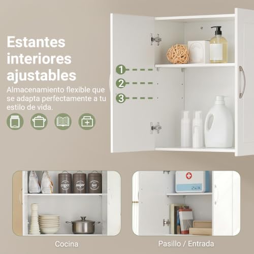 Haotian Wall Cabinet, Bathroom Storage, 23.6 x 11.8 x 23.6 in, MDF, White - Image 7