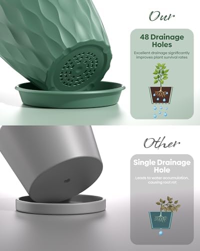 6 Pack Plant Pots with Drainage Holes, 4 Inch Plastic Indoor Flower Pots, Succulent Pots for Orchids, Violets, Succulents, Herbs, and Other Small Plant, Gray - Image 2