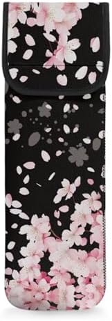 Generic Cherry Blossoms Hair Flat Iron Storage Bag - Travel Holder Case - Large Capacity Neoprene Pouch for Curling Iron Straightener - Portable Hair Tools Organizer by Unknown