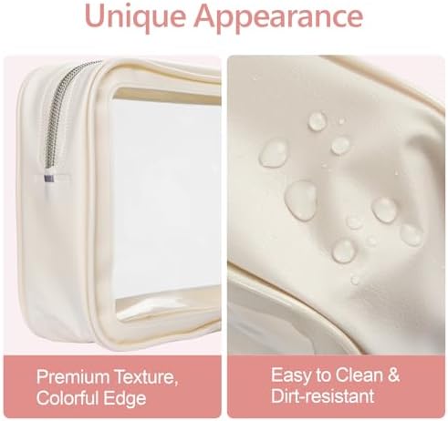 PACKISM TSA Approved Toiletry Bag - Clear Makeup Bag Travel, 4 Medium Beige - Image 5