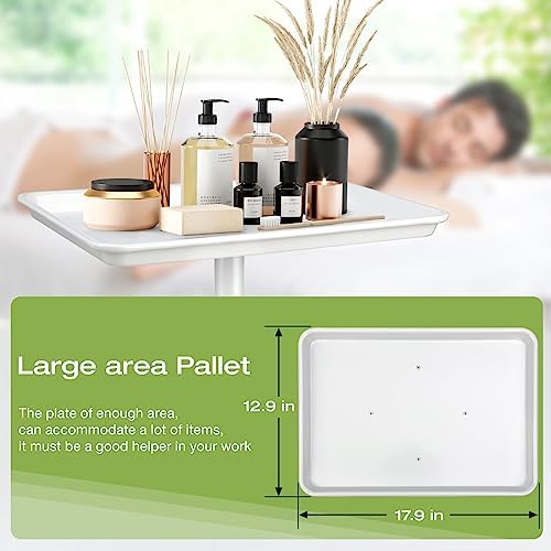 White Salon Tray, Salon Rolling Tray Cart with Wheels,White Tattoo Tray Adjustable Salon Color Tray Suitable for a Minimalist Environment，Suitable for Medical Tray, Dental Tray - Image 2