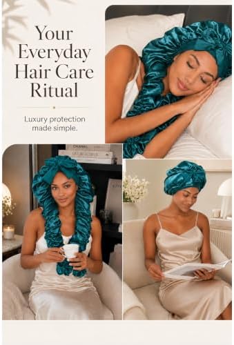 Double Layer Slik Like Satin Bonnet, 33-43" XXL Bonnet for Braids Long Hair - Image 6