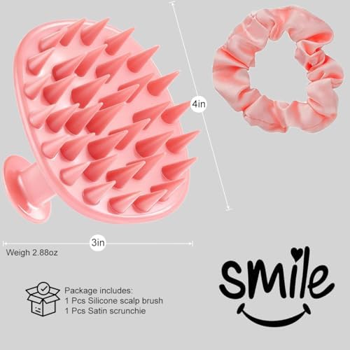 Scalp Massager Shampoo Brush Scrubber with Satin Scrunchie - Image 7