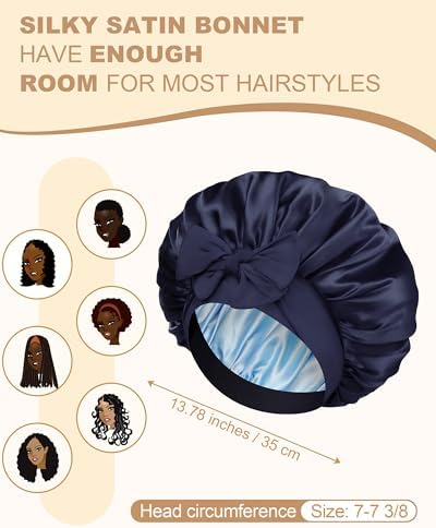 AWAYTR Double Layer Satin Bonnet for Women, Reversible Sleep Hair Wrap - Image 3