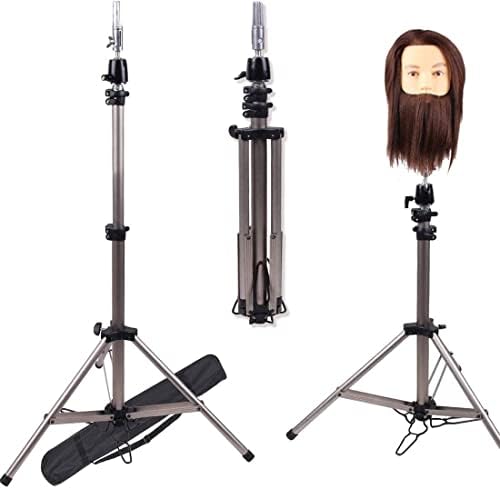 68 Inch Adjustable Mannequin Head Stand Aluminum of Tripod Silver Manikin Head Stand with Travel Bag for Cosmetologist, Hairstylist, Barber by NEWSHAIR