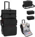 Large Makeup Train Case with a Large Makeup Travel Case for Hairstylist, Hairdresser Bag with Detachable Pouch,Heat Insulation and Anti-scalding for Hairdressing Tool Organizer 2 in 1, Big wheels by OCHEAL