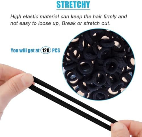 120 PCS Baby Hair Ties, Elastic Hair Bands Toddlers Hair Ties Black - Image 2