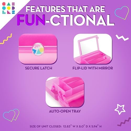 Caboodles On-The-Go Girl Makeup Box, Purple Sparkle, Hard Plastic Makeup Organizer Box, Built-In Mirror, Secure Latch for Safe Travel, Spacious Storage for Large Items - Image 5