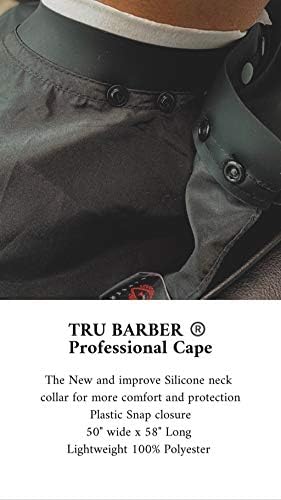 TRU BARBER Silicone neck cape, Professional Cape with Snap Closure Hair Salon Cutting Cape, Barber Cape, Barbershop cape, 50" x 58” (Blak/Red) - Image 4
