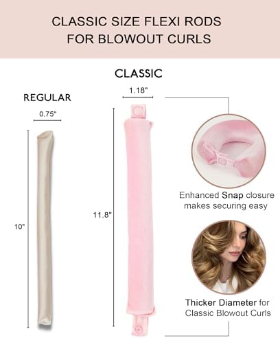 Classic Heatless Curls Overnight Rods No Heat Hair Curlers to Sleep in Foam Soft Hair Rollers for Thick & Long Hair Blowout Look, Heatless Flexible Curling Rod Set with Satin Wrap for Sleeping - Image 3