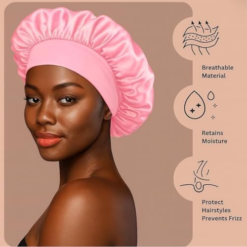 Satin Bonnet – Sleep Bonnet for Women and Men Curly Hair, Braids, and Natural Hairstyles (1pck) - Image 6