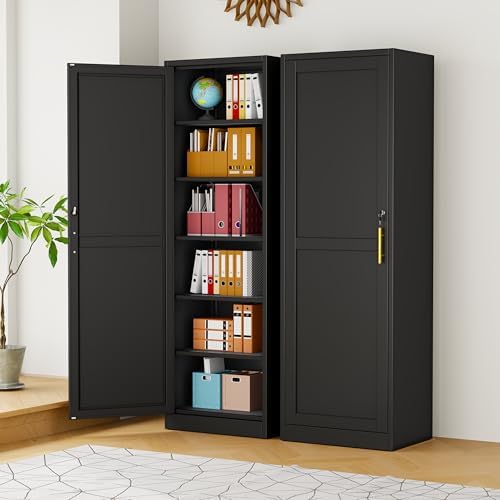 pozdeg 67" Black Lockable Metal Storage Cabinet - Image 2