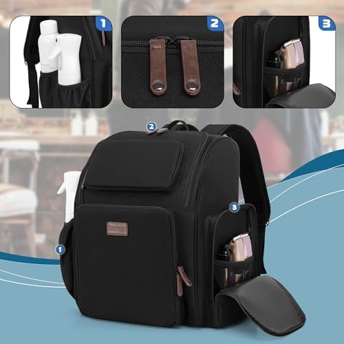BAFASO Large Insulated Hairdresser Bag with 2 Removable Pouches, Black - Image 4