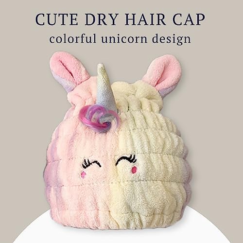 Microfiber Hair Towel Wrap for Kids, Unicorn Toddler Quick Drying Cap - Image 6