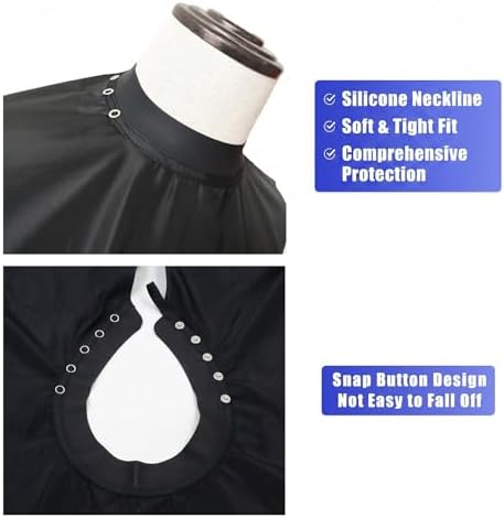 Professional Salon Barber Cape, Waterproof Polyester Hair Cutting Cape, Silicone Neckline, Snap Button Colla, Extra Large - Image 4