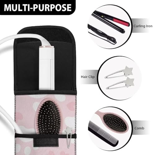 Dog Paw Pattern Hair Flat Iron Case Holder Canvas Bag Heat Resistant Curling Iron Straightener Holder Bag for Hair Tools Curling Iron Organizer Bag - Image 7