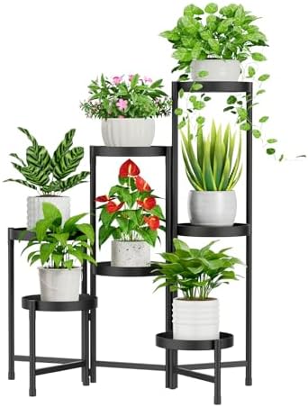 iDavosic.ly Plant Stand Indoor Outdoor, 7 Tier Metal Corner Shelf, Black by iDavosicly