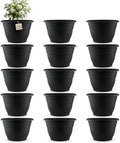 RooTrimmer 15 Pack 11 Inch Plant Pots with Drainage Holes,Black Plastic Flower Pots with Hanging Holes,Durable Planters for Indoor & Outdoor Plants,Nursery Pots by RooTrimmer