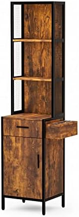 OmySalon 3-Layer Salon Storage Cabinet,Beauty Barber Salon Styling Station Organizer Equipment,Hair Stylist Station Set with 1 Drawer, 1 Cabinet & 3 Hot Tool Holders, Rustic by OmySalon