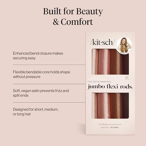 Kitsch Satin Flexi Rods, Heatless Curling Rod - 4pcs, Rosewood - Image 3