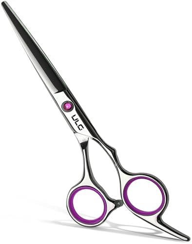 Hair Cutting Scissors, ULG Professional Hair Scissors 6.5 inch Right-Hand Razor Edge Barber Shears Salon Hair Cutting Shears Made of Japanese Stainless Steel, Hand Sharpened Pink by ULG