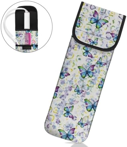 ZOUTAIRONG Hair Dryer and Curling Iron Travel Case for Travel Gym Curling Iron Holder Neoprene Curling Iron Bag Heat Resistant Flat Iron Case Curling Iron Holder Hot Tools Travel Bag Butterfly Pattern - Image 4