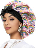 Satin Hair Braid Bonnet for Sleeping Double Layer Elastic Wide Soft Tie Band Hair Silk Lined Sleep Cap Women Girls by Deokke
