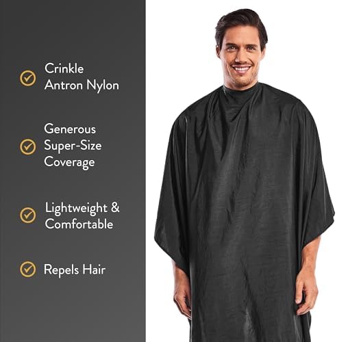 Betty Dain Crinkle Nylon Hair Cutting Cape, 54" x 60", Black - Image 3