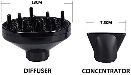 MHU Professional Salon Grade 1875w Low Noise Ionic Ceramic Ac Infrared Heat Hair Dryer Plus One Concentrator and One Diffuser Black Color - Image 5