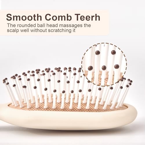Detangler Hair Bursh for Women Girls Boy and Kids, Small Paddle Brush for Detangling, Protable Travel Size Hair Brush, Suit for Thick Short Curls, Wet and Dry Hair(1 Pack-Beige) - Image 3