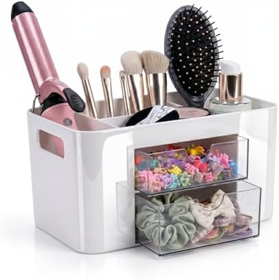 Hair Accessories Organizer for Girls, 2 Drawers & 3 Slots, White by IMAKMASION