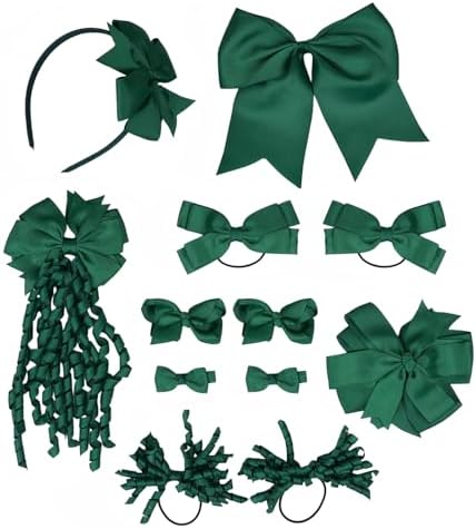 baotongle 12 Pcs School Hair Accessories Set School Bows for Girls Bow(Green) by baotongle