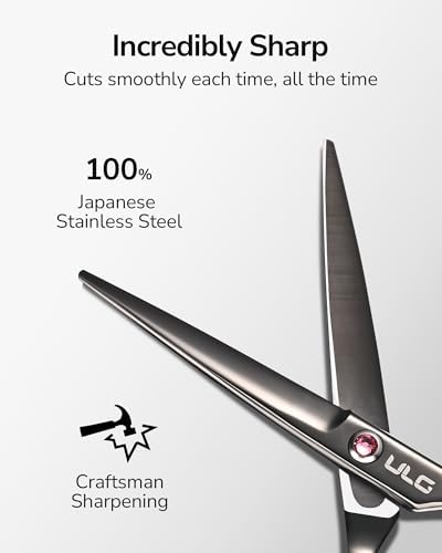 Hair Cutting Scissors, ULG Professional Hair Scissors 6.5 inch Right-Hand Razor Edge Barber Shears Salon Hair Cutting Shears Made of Japanese Stainless Steel, Hand Sharpened Black-Pink - Image 5